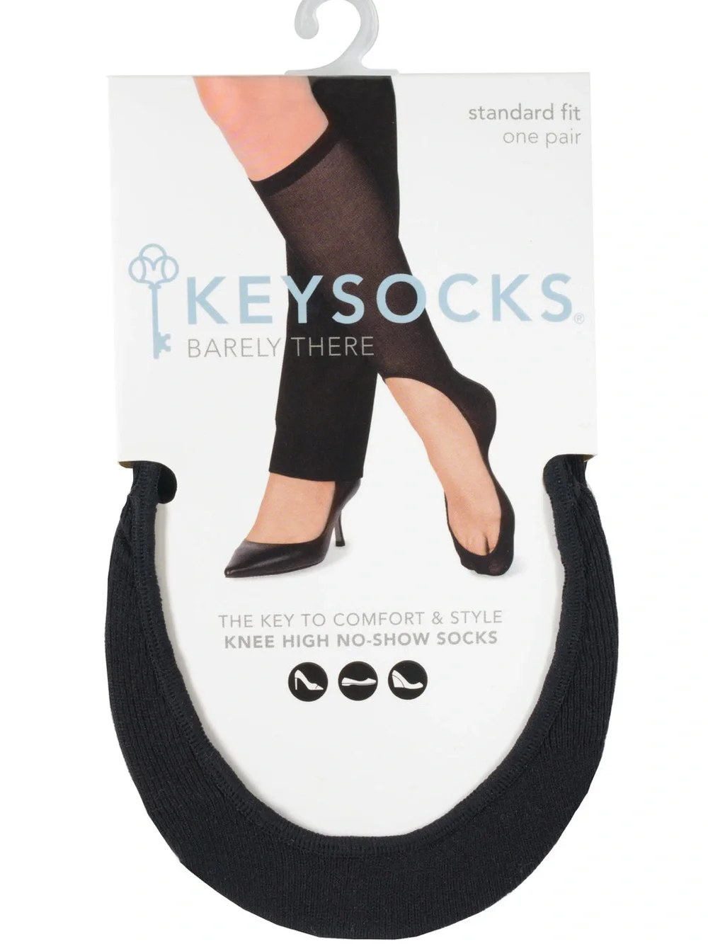 KEYSOCKS BARELY THERE NO SHOW SOCKS BLACK STANDARD FIT OS NWT